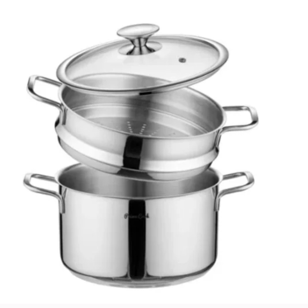 Stainless Steel Steamer Pot with Lid, New with box 6Qt